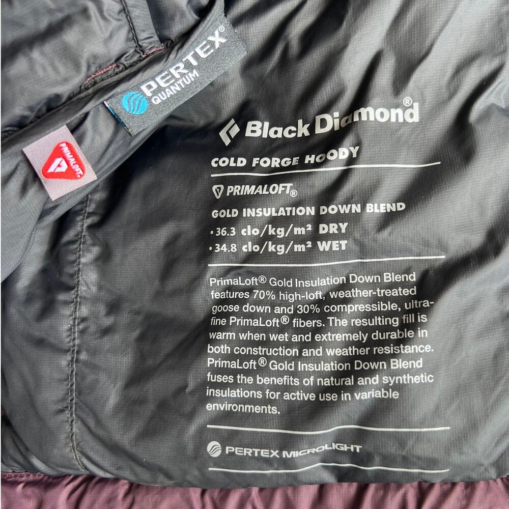 Black Diamond Cold Forge Insulated Down & Synthetic Hoodie Coat Size XL Purple - Picture 7 of 16
